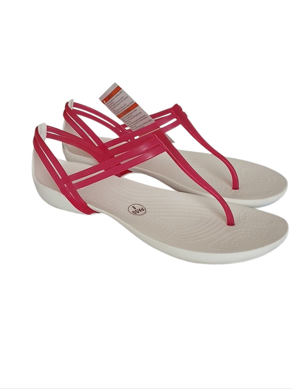 NEW CROCS Isabella T-Strap Sandals In Berry/Oyster Women's 8 Jelly Comfort